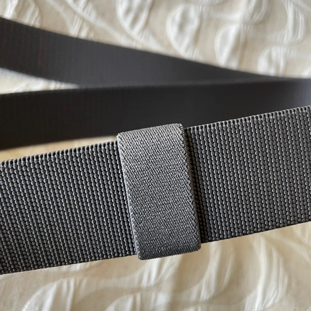 JUKMO Mens Tactical Belt Dark Gray Nylon Webbing Matte Black Slider Buckle 49in